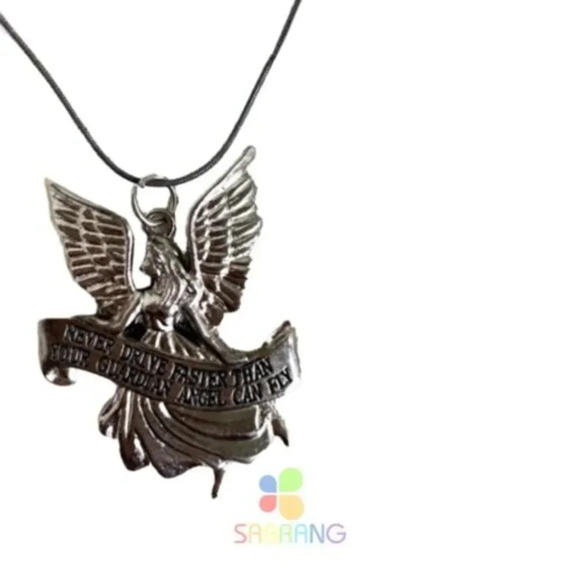 NWT Guardian Angel Silverplated Charm Pendant with 16" Branded Chain Necklace - Picture 2 of 10